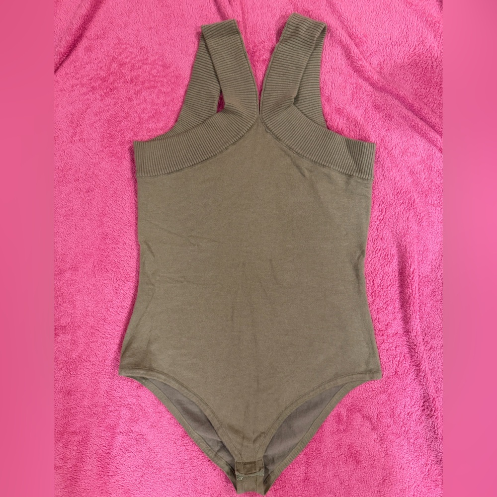 Cozy Olive Green Knit Bodysuit